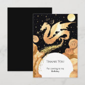 Betoverde Simpele Draak Verjaardag Bedankkaart (Voorkant / Achterkant)