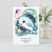 Betoverde Simpele Onderwater Dolfijn Verjaardag Bedankkaart (Staand voorkant)