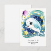 Betoverde Simpele Onderwater Dolfijn Verjaardag Bedankkaart (Voorkant / Achterkant)