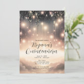 Betoverde Sky Tree Glow Sterren & Wolken Quinceañe Kaart (Staand voorkant)