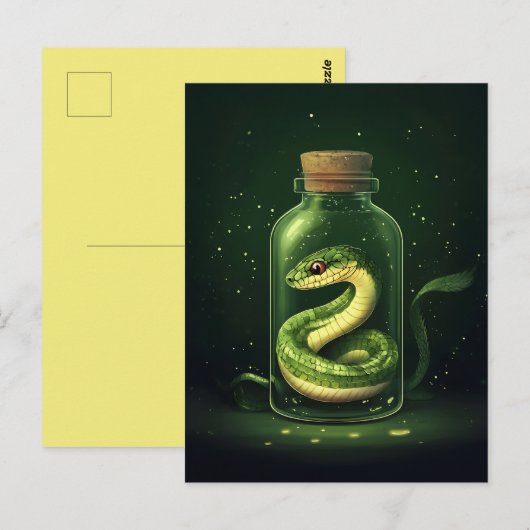 Betoverde slang in een glazen pot briefkaart (Voorkant / Achterkant)