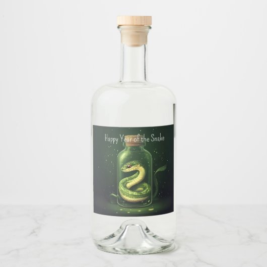 Betoverde slang in een glazen pot likeurfles etiket (Voorkant)