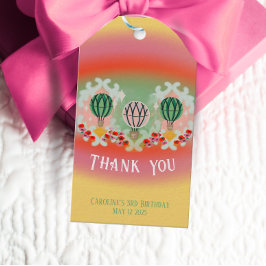 Betoverde Smaragden Hete Luchtballon Kids Verjaard Cadeaulabel