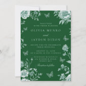 Betoverde smaragdgroene bloemenbruiloft kaart (Voorkant)