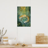 Betoverde smaragdgroene bos magische vos kunst poster (Keuken)