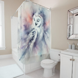 Betoverde sneeuwuil in Waterverf Douchegordijn