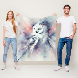 Betoverde sneeuwuil in Waterverf Fleece Deken