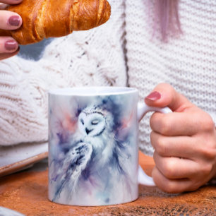 Betoverde sneeuwuil in Waterverf Koffiemok