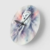 Betoverde sneeuwuil in Waterverf Ronde Klok (Hoek)