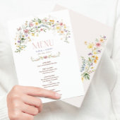 Betoverde Soft Wildflower Garden Wedding Menu Kaar Kaart