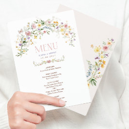 Betoverde Soft Wildflower Garden Wedding Menu Kaar Kaart