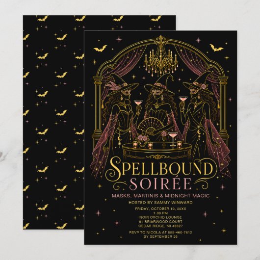 Betoverde Soiree Halloween Maskerade Feest Kaart (Voorkant / Achterkant)