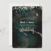 Betoverde Sparkly Starry Moon in Sky Night Wedding Kaart (Voorkant)