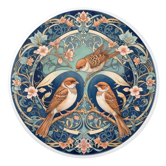 Betoverde Sparrow Serenade Keramische Knob Pull Knop (Voorkant)