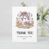 Betoverde Speelse Wolf Baby shower Bedankkaart (Staand voorkant)