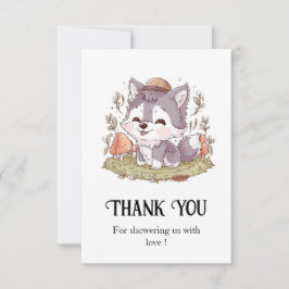 Betoverde Speelse Wolf Baby shower Bedankkaart