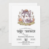 Betoverde Speelse Wolf Baby shower Kaart (Voorkant / Achterkant)