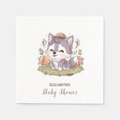 Betoverde Speelse Wolf Baby shower Servet (Voorkant)