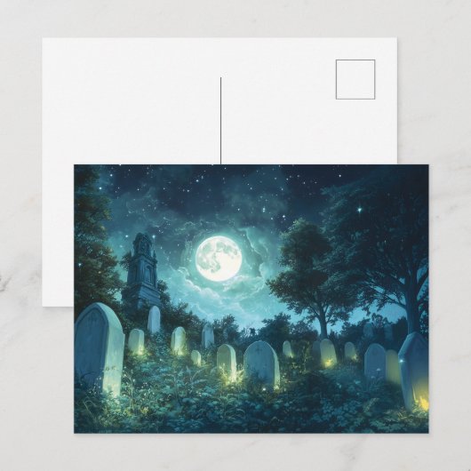 Betoverde spookachtige begraafplaats briefkaart (Voorkant / Achterkant)