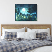 Betoverde spookachtige begraafplaats canvas afdruk (Insitu (Slaapkamer))