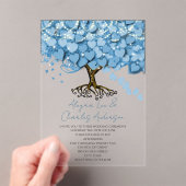 Betoverde sprookjesachtige blauwe hart blad boom b acryl uitnodigingen (Insitu (Draagbaar))