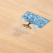 Betoverde sprookjesachtige blauwe hart blad boom b acryl uitnodigingen (Laagn)