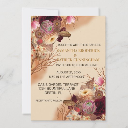 Betoverde sprookjesachtige Boho Wildflower bruilof Kaart (Voorkant)