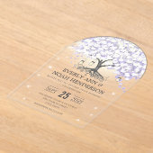 Betoverde Sprookjesachtige Lila Hart Leaf Tree Wed Acryl Uitnodigingen (Laagn)