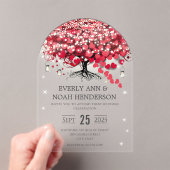 Betoverde sprookjesachtige rode hart blad boom bru acryl uitnodigingen (Insitu (Draagbaar))