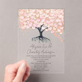 Betoverde sprookjesachtige roze hart blad boom bru acryl uitnodigingen (Insitu (Draagbaar))