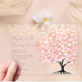 Betoverde sprookjesachtige roze hart blad boom bru acryl uitnodigingen