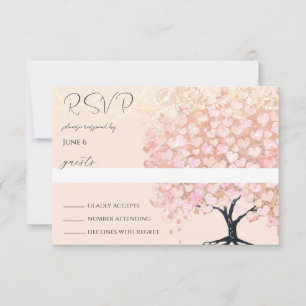 Betoverde Sprookjesachtige Roze Hartblad Boom Brui RSVP Kaartje