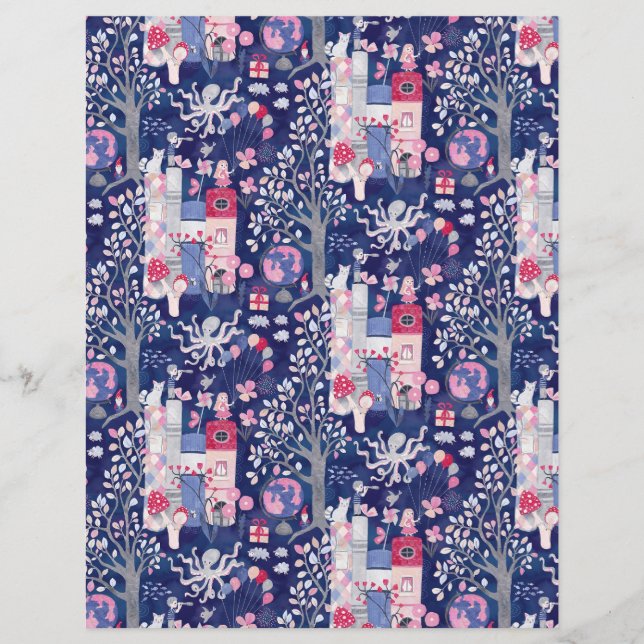 Betoverde sprookjesboeken Blauw plakboek papier (Voorkant)