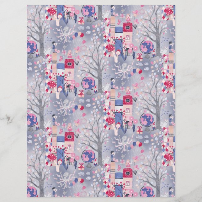 Betoverde sprookjesboeken grijs plakboek papier (Voorkant)