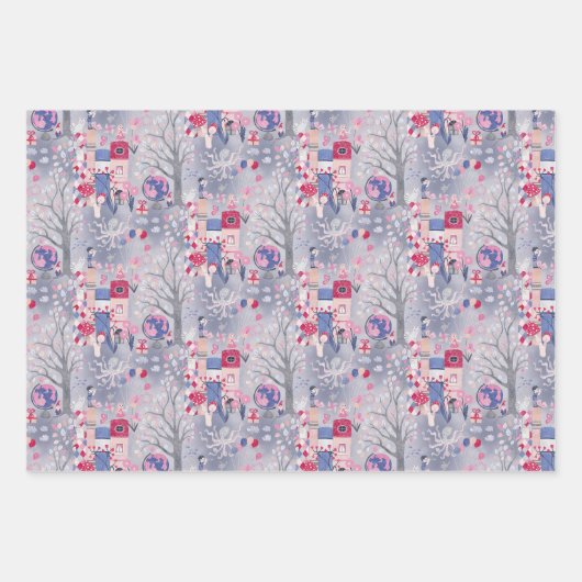 Betoverde sprookjesboeken Set van drie Inpakpapier Vel (Voorkant)