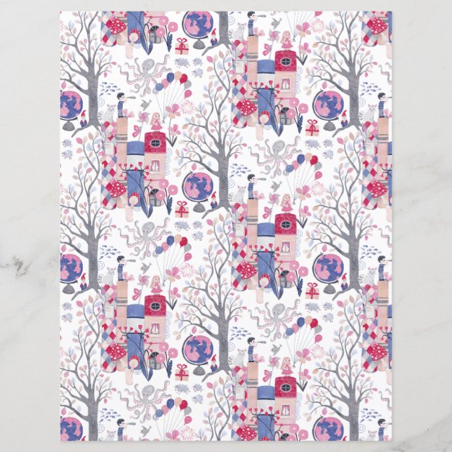 Betoverde sprookjesboeken White Scrapbook Paper (Voorkant)