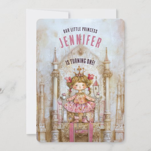 Betoverde sprookjesprinses eerste verjaardag kaart (Voorkant)