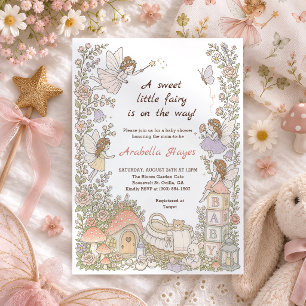 Betoverde Sprookjestuin Meisje Baby Shower Uitnodi Kaart
