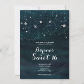 Betoverde sterrenhemel Zilver & Blauwe Feest Kaart (Voorkant)