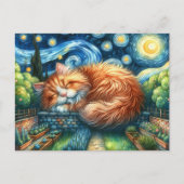 Betoverde Sterrennacht Cat Briefkaart (Voorkant)