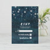 Betoverde Sterrennacht Silver & Blue Party RSVP Kaart (Staand voorkant)