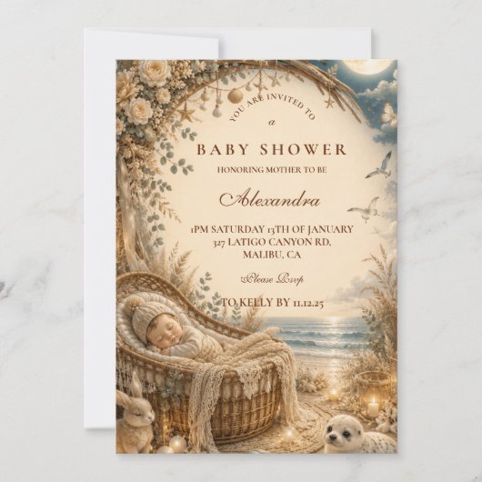 Betoverde Strand Boho Baby Shower Kaart (Voorkant)