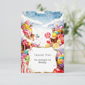 Betoverde Strooicandyland Verjaardag Bedankkaart (Staand voorkant)