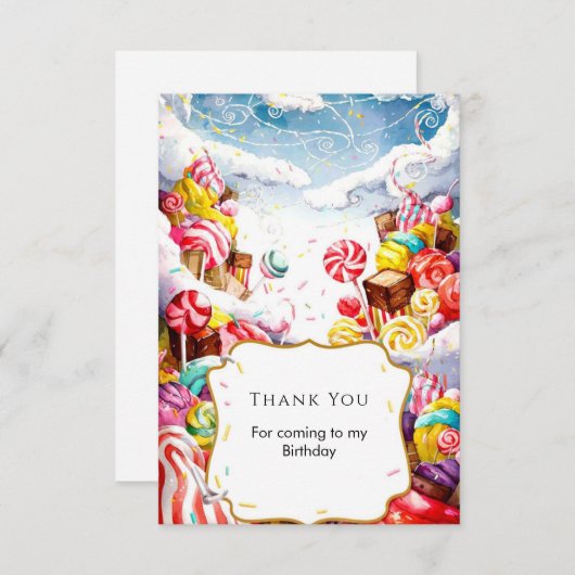 Betoverde Strooicandyland Verjaardag Bedankkaart (Voorkant / Achterkant)