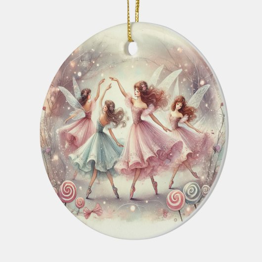 Betoverde Suikerpruimenfeeën Keramisch Ornament (Links)