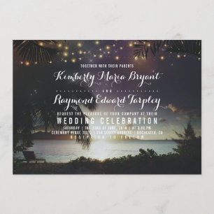 Betoverde Sunset Beach Vintage bruiloft Kaart