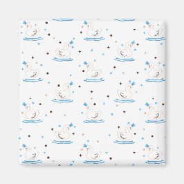 Betoverde Swan Lake Fairy Tale Crowned Swan Magneet