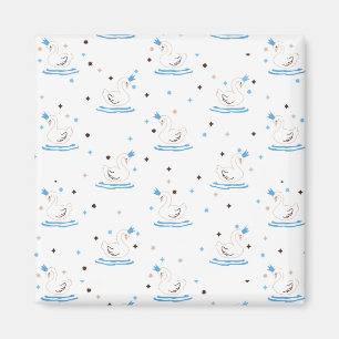 Betoverde Swan Lake Fairy Tale Crowned Swan Magneet