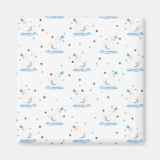 Betoverde Swan Lake Fairy Tale Crowned Swan Magneet (Voorkant)