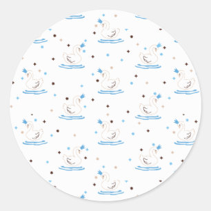 Betoverde Swan Lake Fairy Tale Crowned Swan Ronde Sticker